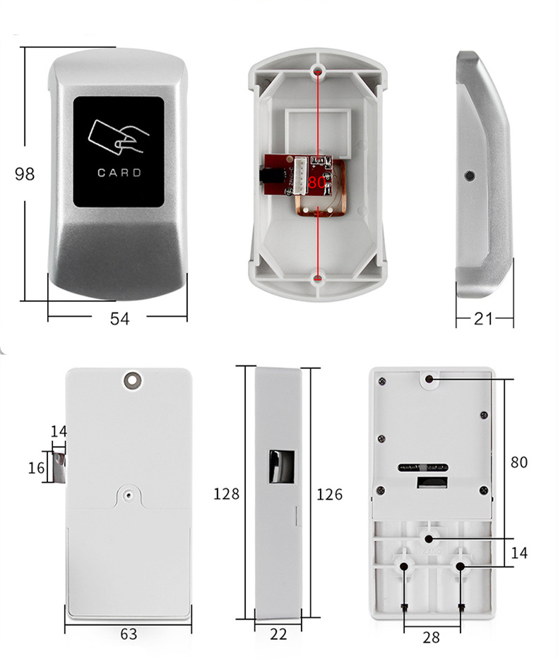 Electronic RFID key card gym locker lock 125khz 13.56mhz card sensor cabinet lock