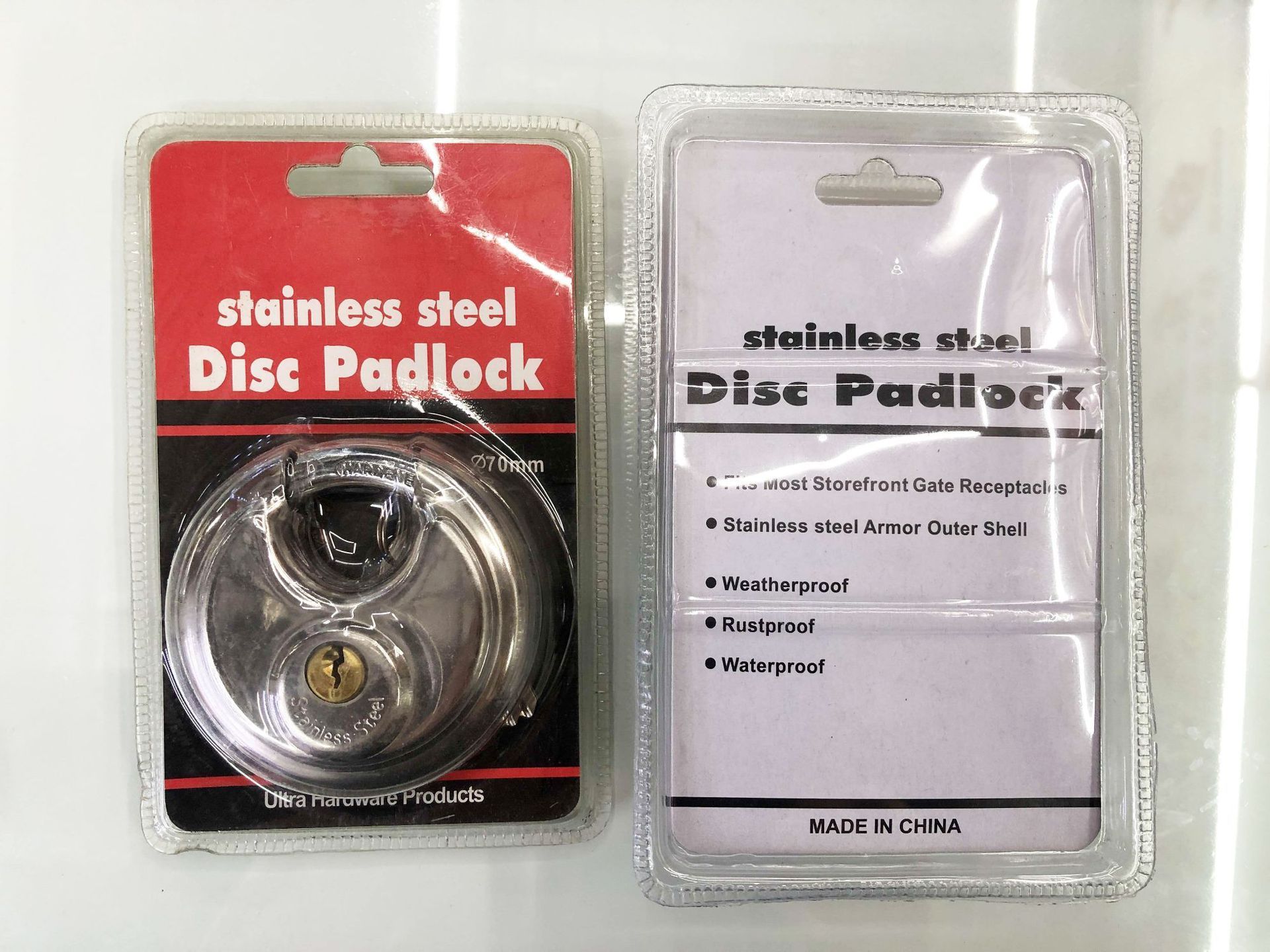 USA Market Waterproof Stainless Steel disk lock 70mm round Disc Padlocks