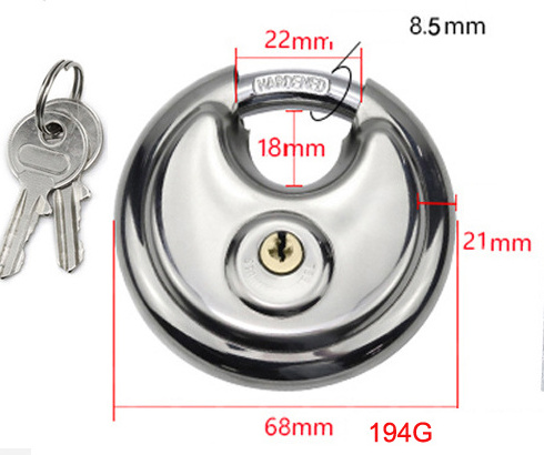 USA Market Waterproof Stainless Steel disk lock 70mm round Disc Padlocks