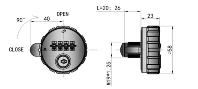 Mechanical 4 digits cabinet door combination cam lock with master Key for File Furniture Cabinet