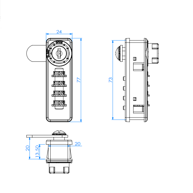 Mechanical Combination Sauna Cabinet  Cam Lock With Master Key For public drawer/ cabinet/locker