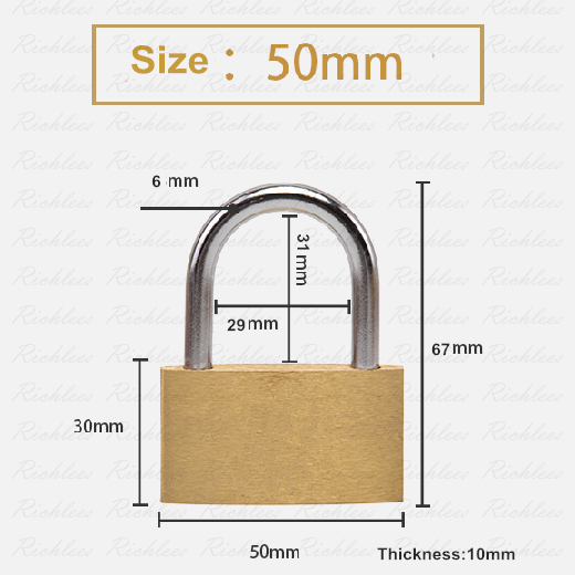 Big size 50mm brass padlock with 3 same key