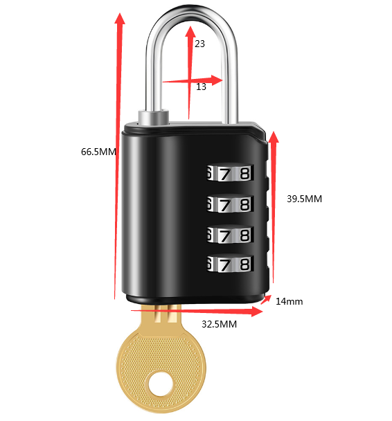 4 Digits zinc alloy combination padlock with master key