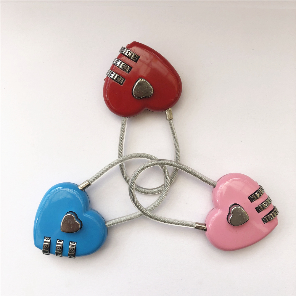 Steel cable love heart shaped combination lock padlock