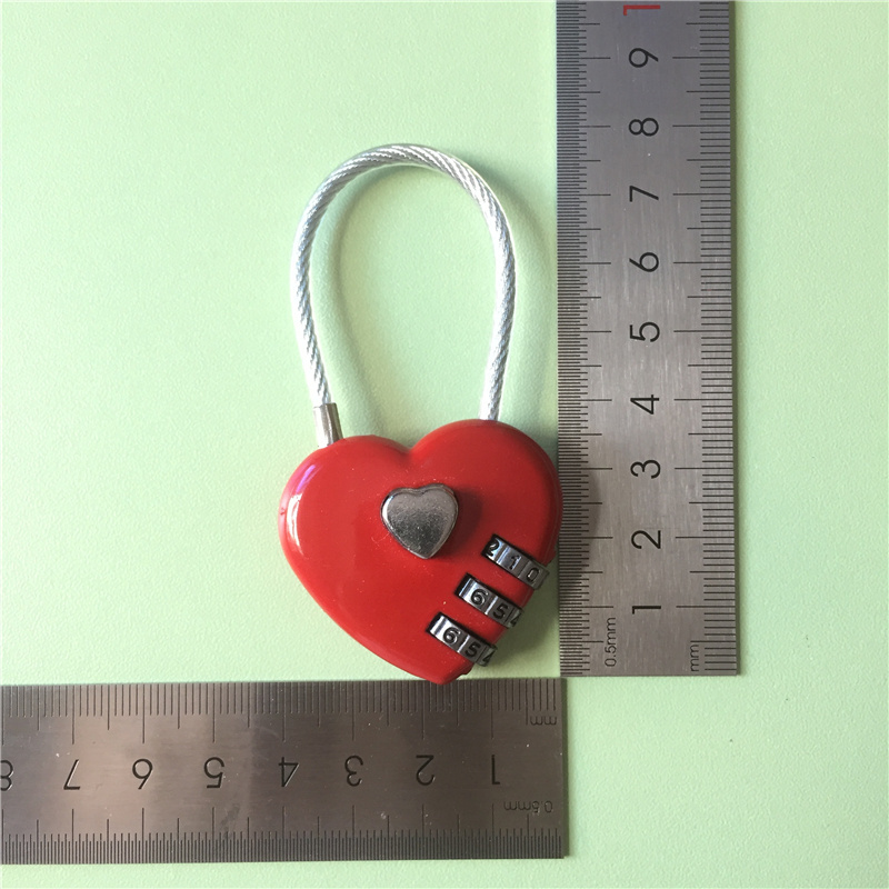 Steel cable love heart shaped combination lock padlock