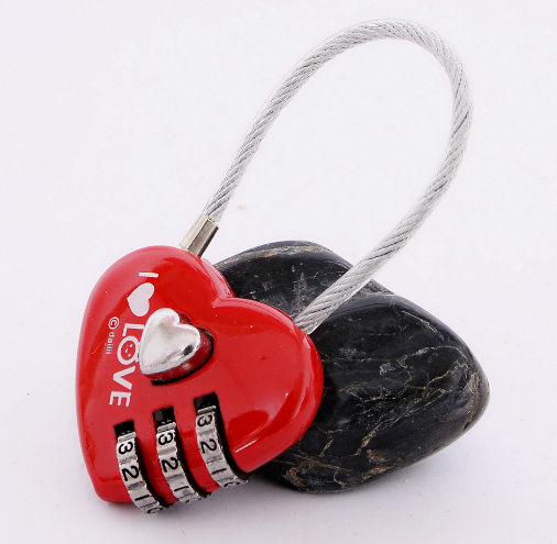 Steel cable love heart shaped combination lock padlock