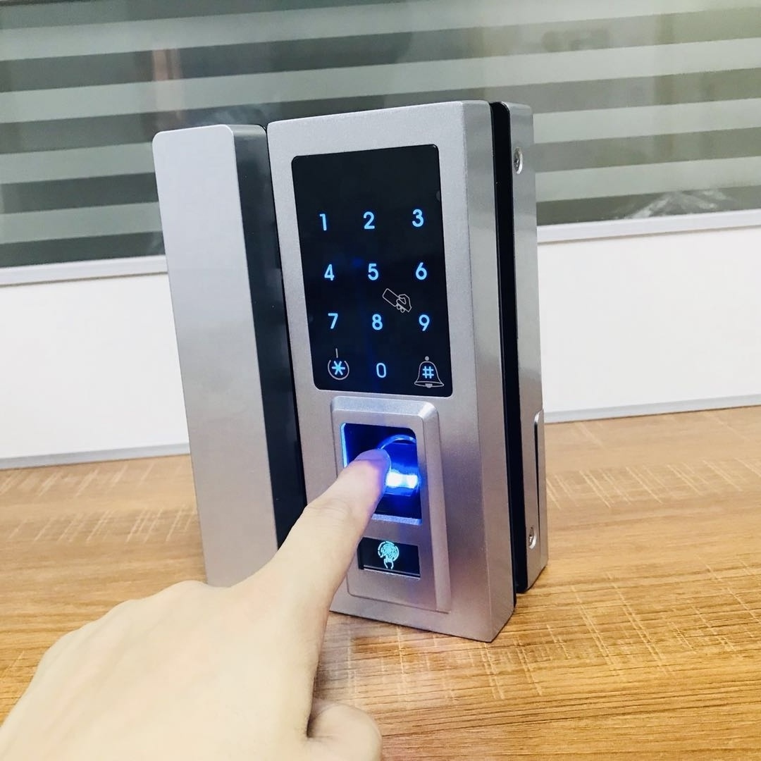 Smart Electronic Fingerprint Office Sliding Glass  Door Lock With Password,Card and  Remote Control Unlock