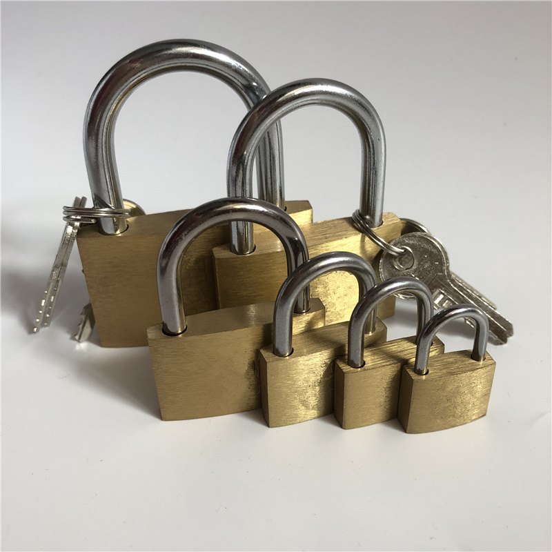 high quality and security solid copper 30MM brass padlock 25mm long shackle with 3 keys