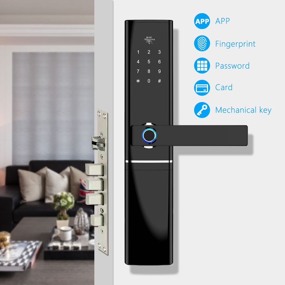 Wifi Tuya App/ App  Electronic Digital Biometric Fingerprint smart door lock for Villa