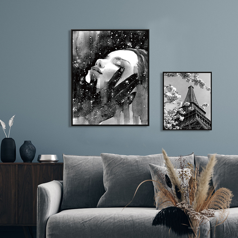 Cities and Women Art Set of 7 Black and White Photography Canvas Prints Wall Decor for Bedroom Living Room Bathroom