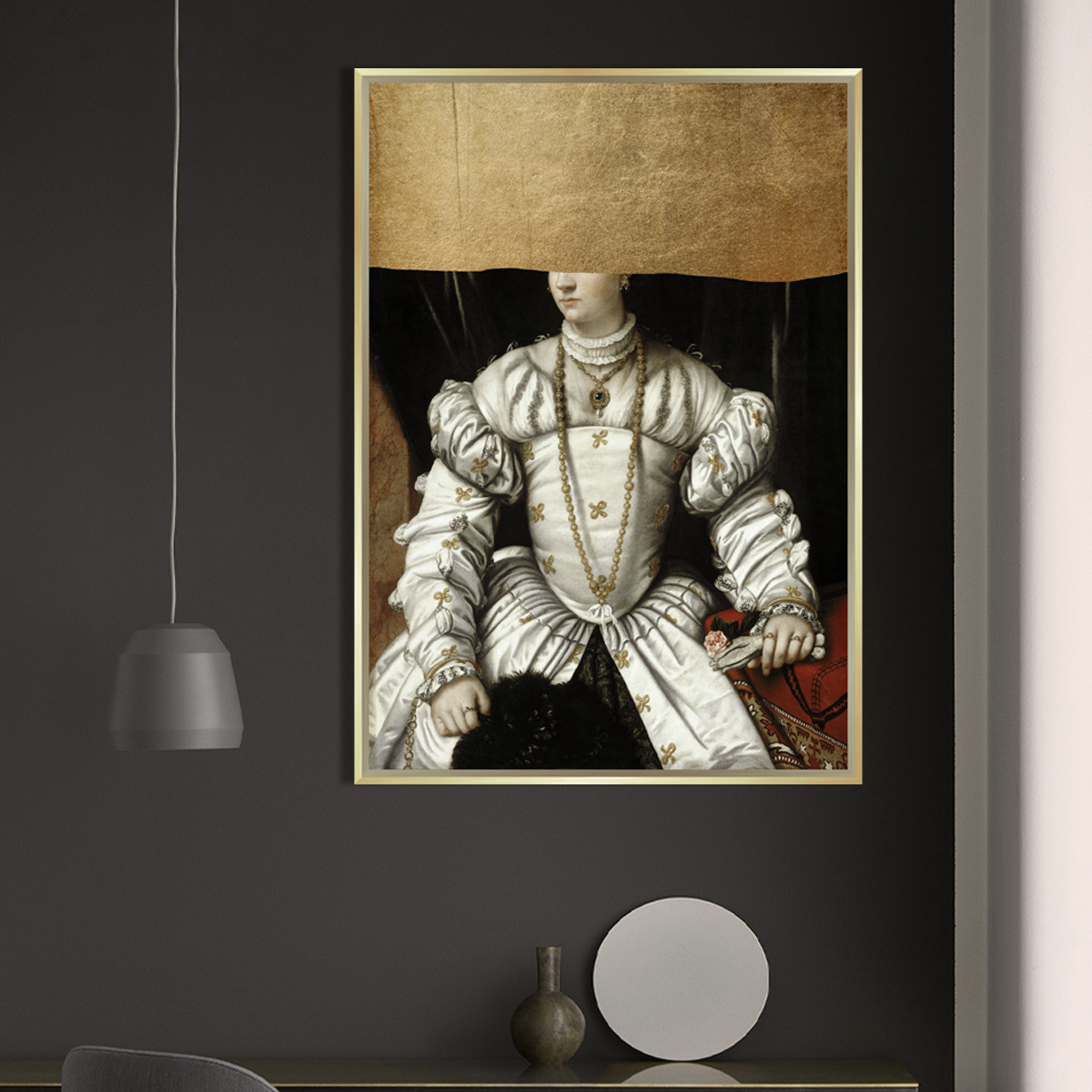 Vintage Portrait Designs Paintings Canvas Art Gold Leaf Gold Foil Finishing Handmade Wall Art Home Decor Pictures Framed