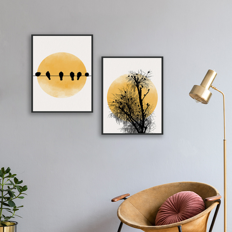 Paintings And Wall Arts Black Tree Birds Poster Art Print Pictures Family Gallery Motivation Framed Wall Art