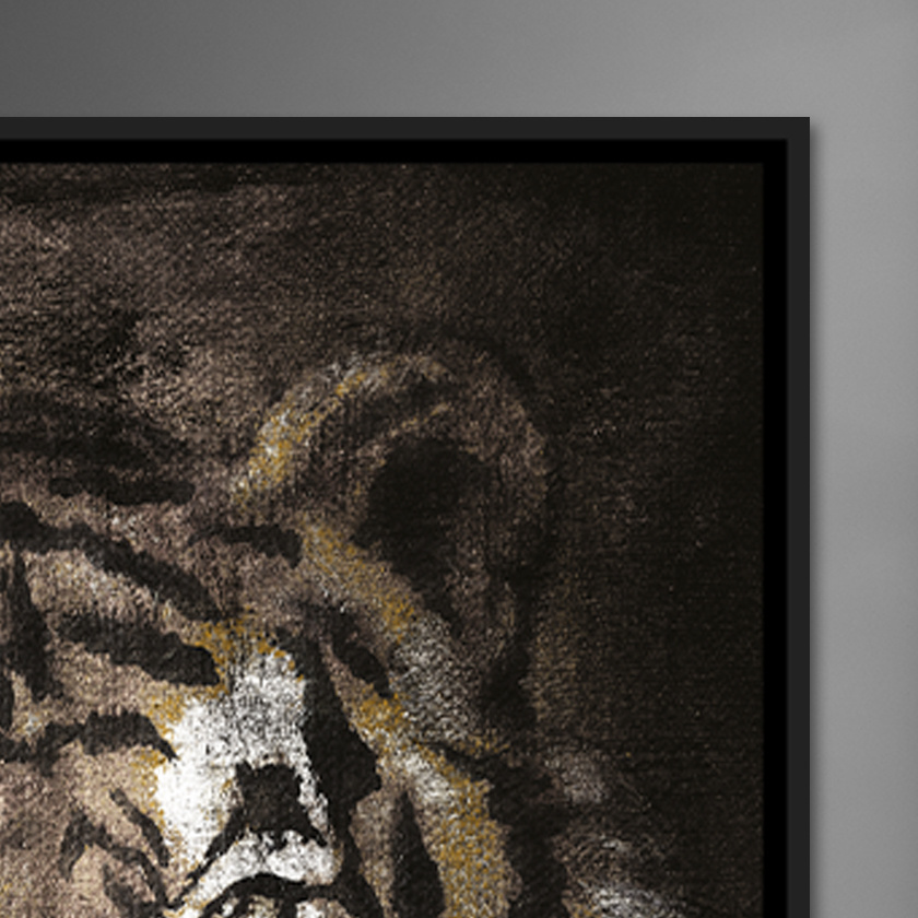 Painting Canvas Art Tiger Portrait Stretched Wall Art Framed Canvas Gold Foil Picture Figure for Living Room Bedroom