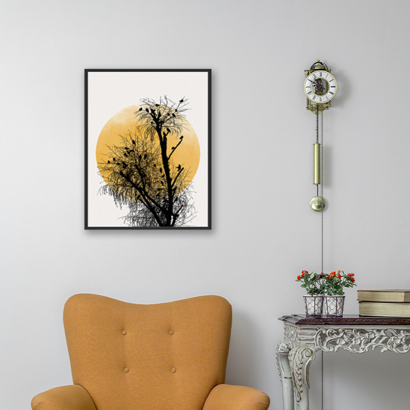 Paintings And Wall Arts Black Tree Birds Poster Art Print Pictures Family Gallery Motivation Framed Wall Art