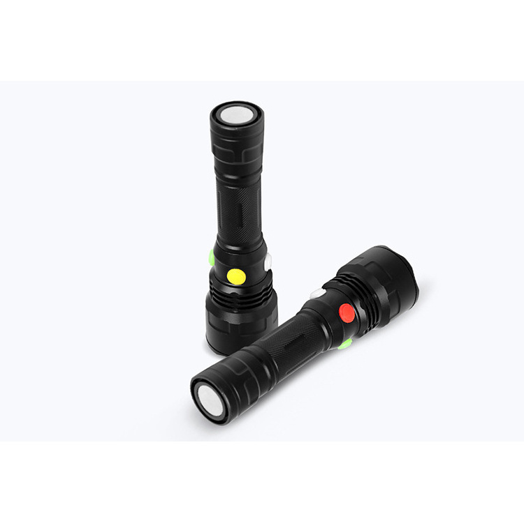 Four Color Red Green Yellow  Signal Railway LED Torch Rechargeable Flashlight with Magnet