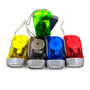 Factory Supply Small Pocket Plastic Material Hand Press Charge 3 Led Torch 3*AG10 Battery Cheap hand operated Dynamo Flashlight