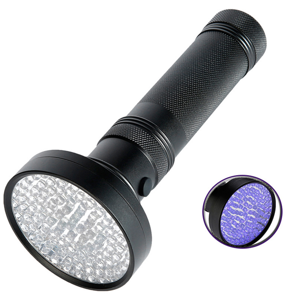 Professional Ultraviolet Detector Black 395nm Aluminum UV 100LED Flashlights For Dog Urine And Bed Bug