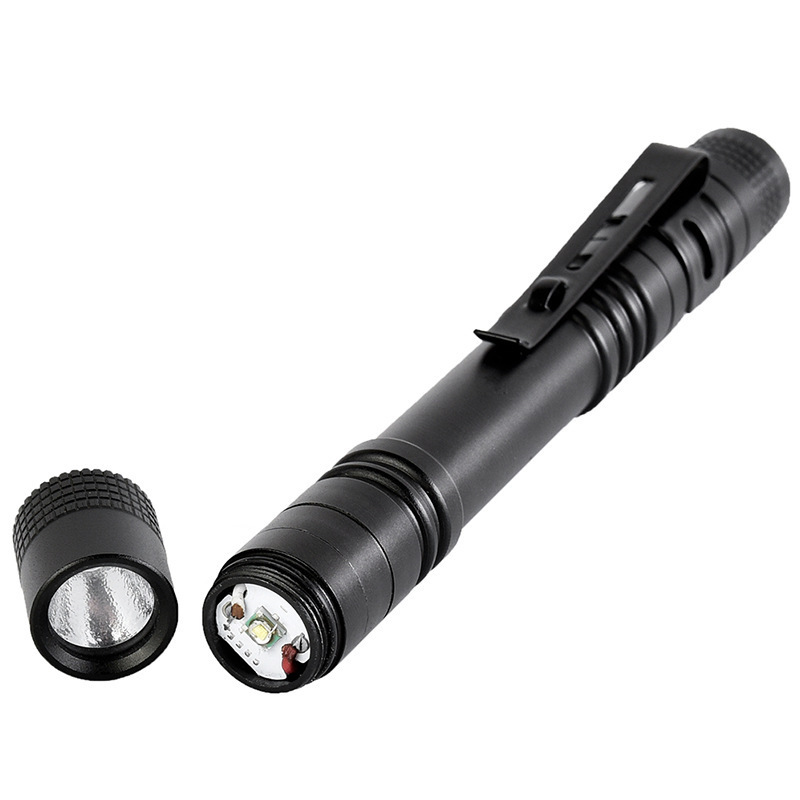 Hot Sale Mini LED Torch Light 2 AAA Battery Pen Light With Clip Portable Flashlight