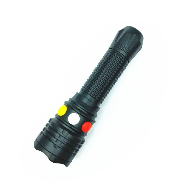 Factory Super Bright Tricolor Magnetic Rechargeable White Red Yellow Railway Signal LED Flashlight made in china