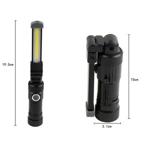 Aluminum 5 Modes Folding Portable USB Rechargeable COB Magnetic Work Flashlight  with clip