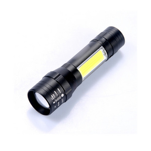 500 Lumen Aluminum Rechargeable Flashlights LED COB Flash Light USB Torch Flashlight for Emergency