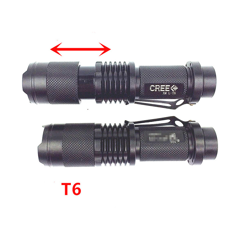 Factory Aluminum Strong Light Portable T6 Zoom Focus Rechargeable 18650 or AAA Battery 1000 Lumen Led Flashlight