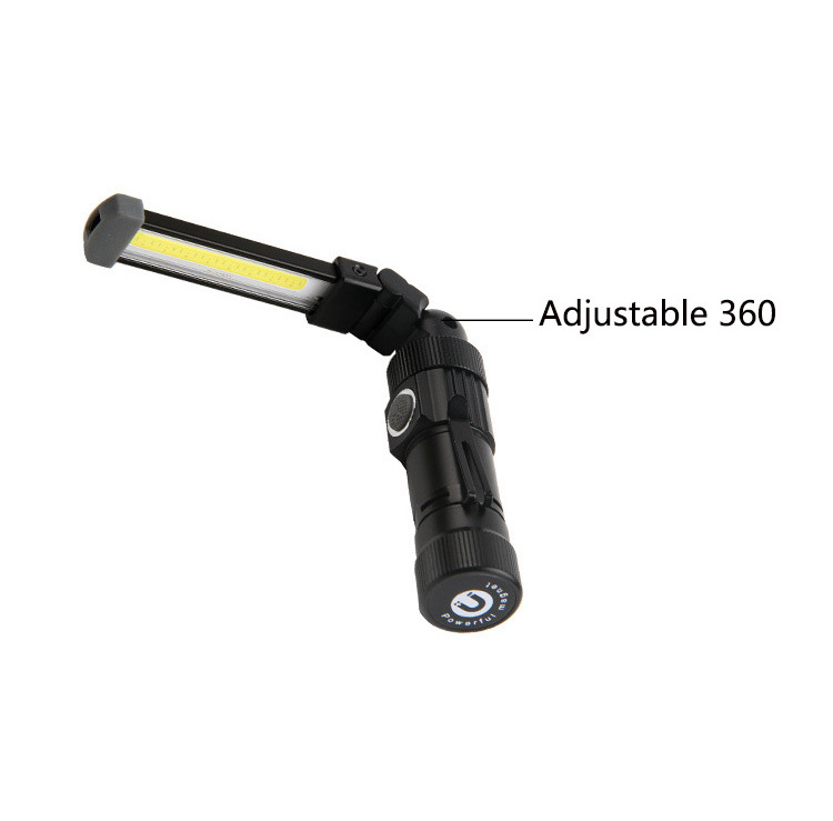 Aluminum 5 Modes Folding Portable USB Rechargeable COB Magnetic Work Flashlight  with clip