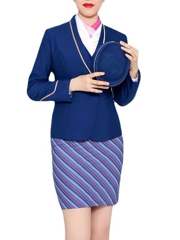 Custom logo asiana philippine malaysia saudi arabian emirates air hostess airline pilot skirts coat uniform set for Women