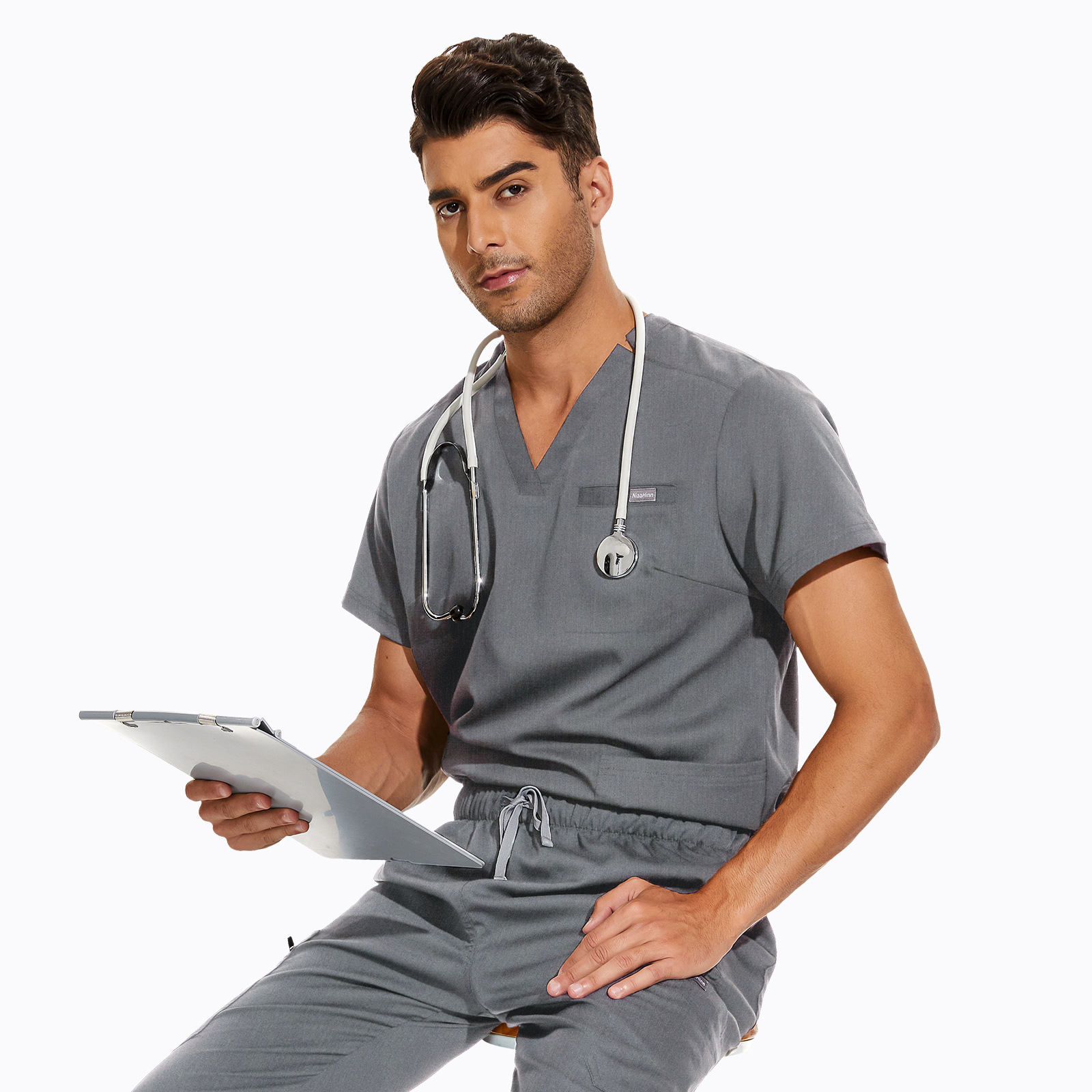 Luxury Navy Blue Medical Mens Nursing Uniforms Scrub Workers Men Joggers Scrubs Sets Uniforms Male and Female Scrub