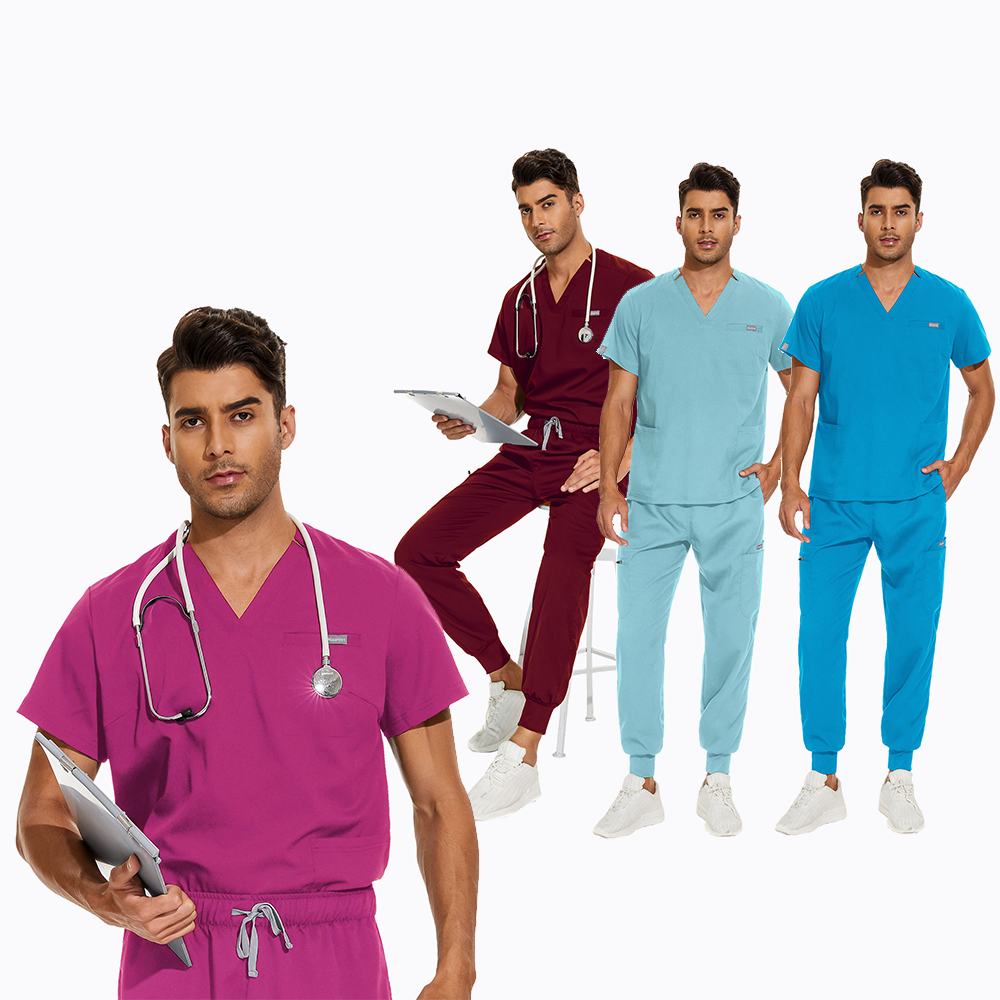 Luxury Navy Blue Medical Mens Nursing Uniforms Scrub Workers Men Joggers Scrubs Sets Uniforms Male and Female Scrub