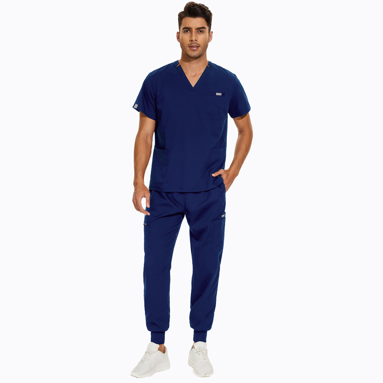 Luxury Navy Blue Medical Mens Nursing Uniforms Scrub Workers Men Joggers Scrubs Sets Uniforms Male and Female Scrub