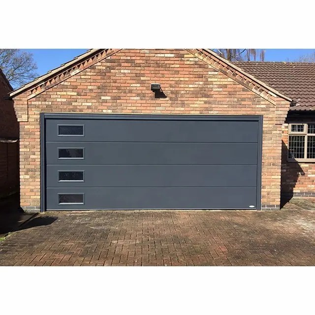 Sandwich Puerta Sectional Automatic Glass Metal Exterior Sectional Garage Roll up Steel Panels Doors for Warehouse or Logistics