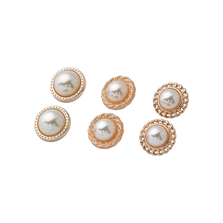 High Quality Custom Shape Decorative Metal Zinc Alloy Pearl Shank Button For Clothes