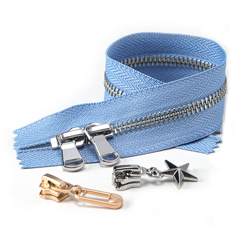 Rich-Zipper Custom 3#5#8# Brass YG Zipper Close End Metal Zipper With Semi Auto Lock Slider For Jeans Shoes Bags