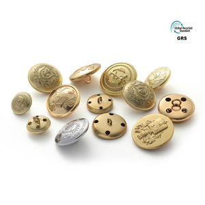 Button Manufacturer No MOQ Wholesale Custom Embossed Brass Gold Plated Metal Shank Button For Clothes