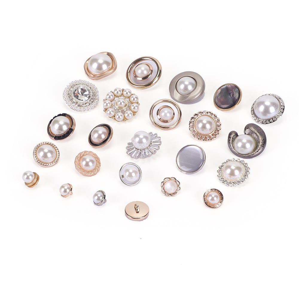 High Quality Custom Shape Decorative Metal Zinc Alloy Pearl Shank Button For Clothes