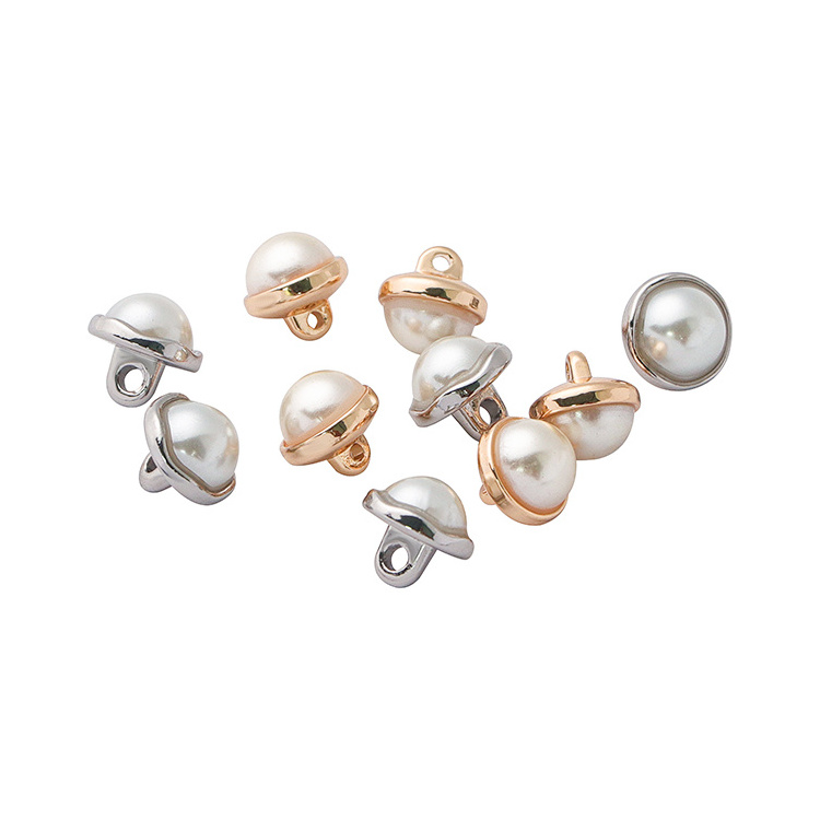 High Quality Custom Shape Decorative Metal Zinc Alloy Pearl Shank Button For Clothes