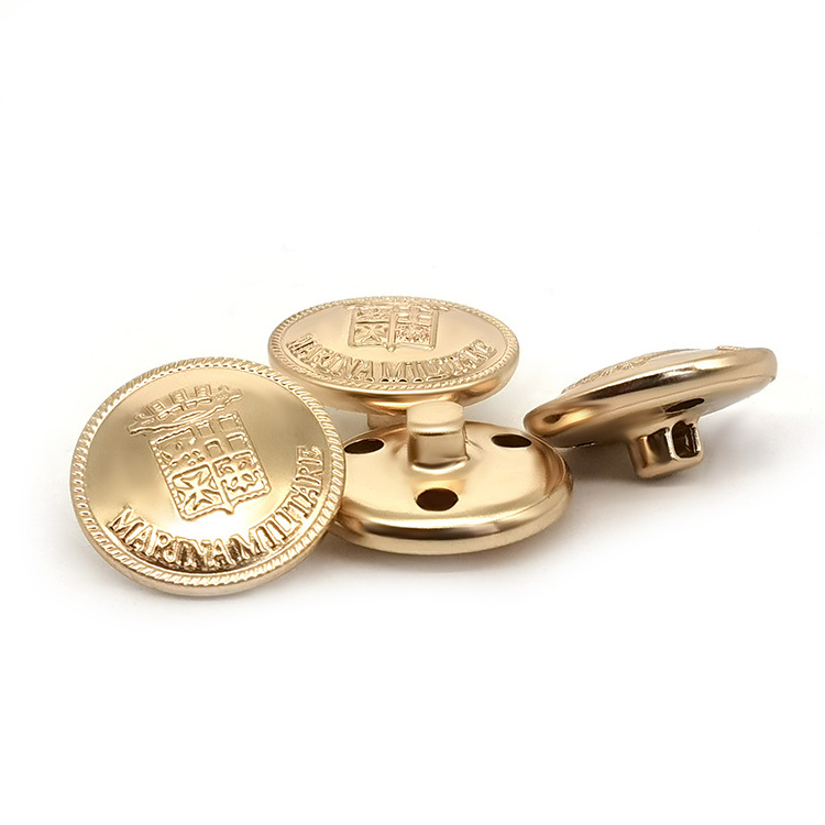 Button Manufacturer No MOQ Wholesale Custom Embossed Brass Gold Plated Metal Shank Button For Clothes