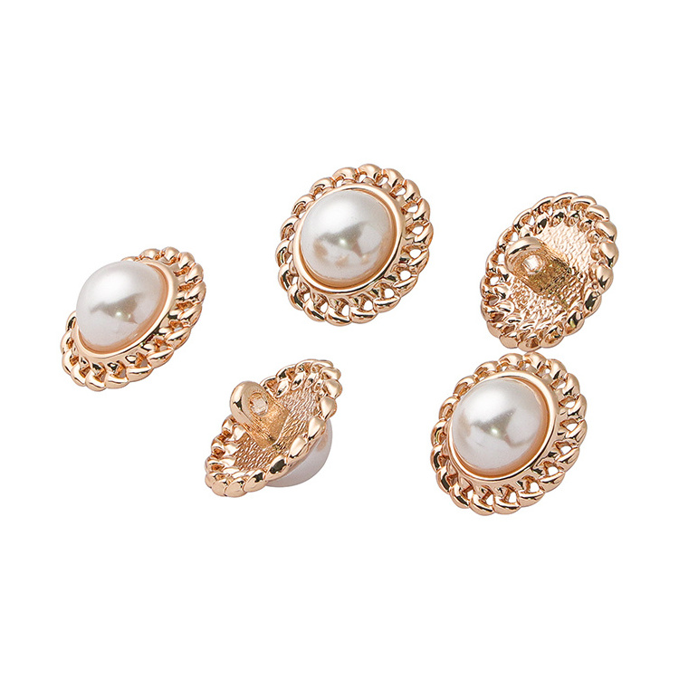 High Quality Custom Shape Decorative Metal Zinc Alloy Pearl Shank Button For Clothes