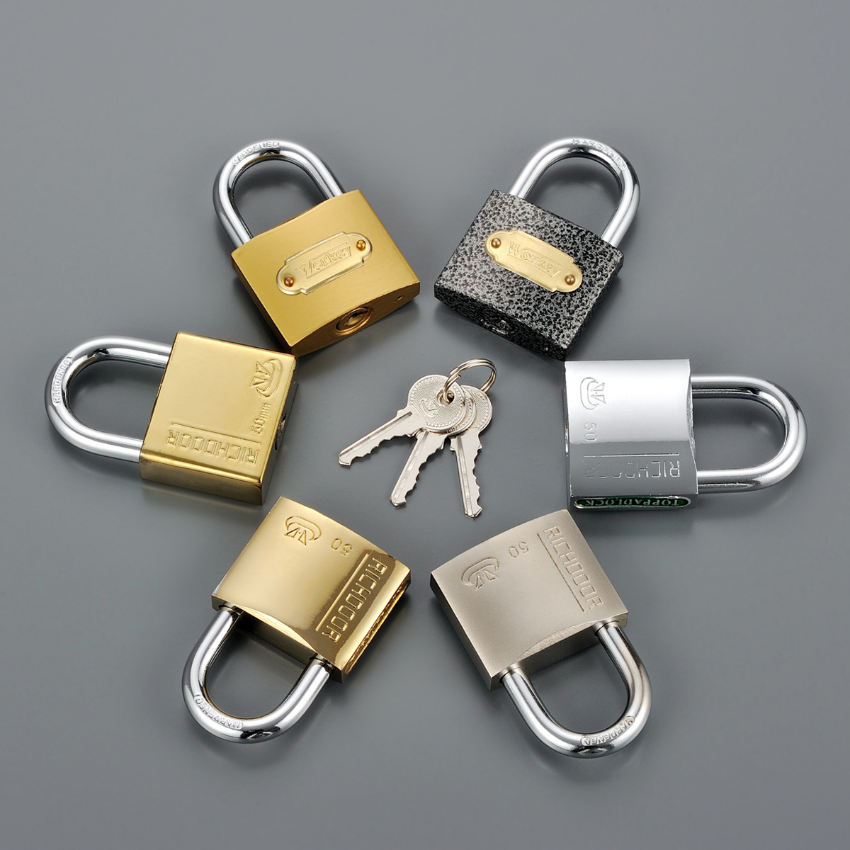 Wholesale In Stock Cheap Bulk Locks Indoor Imitate Brass Arc Type Padlock