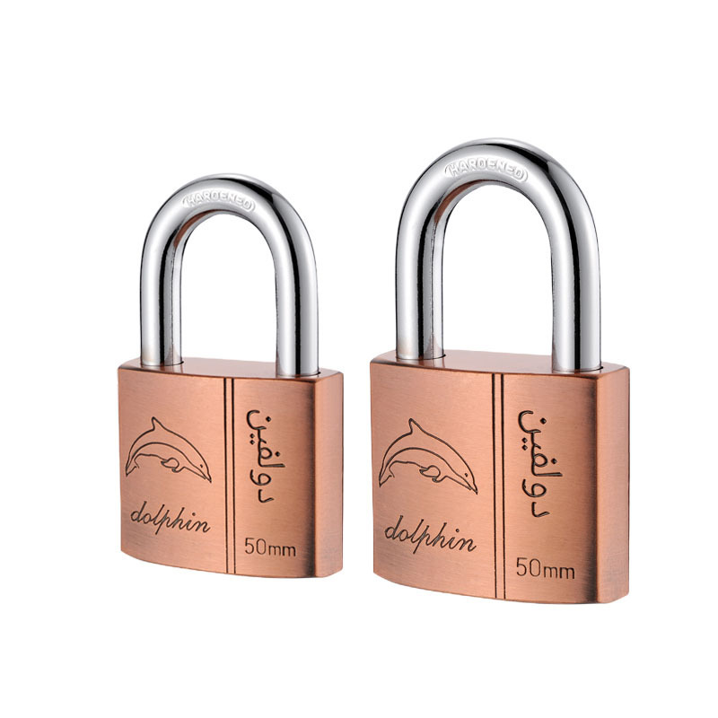 Copper cylinder short shackle anti-theft lock 50mm padlock arc type red padlock brass atomic padlock