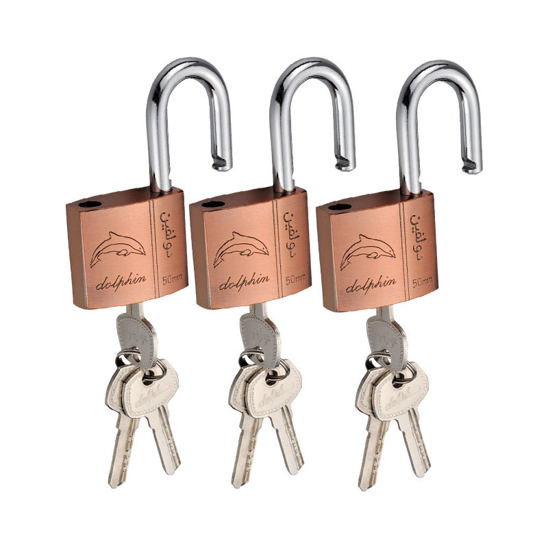 Copper cylinder short shackle anti-theft lock 50mm padlock arc type red padlock brass atomic padlock