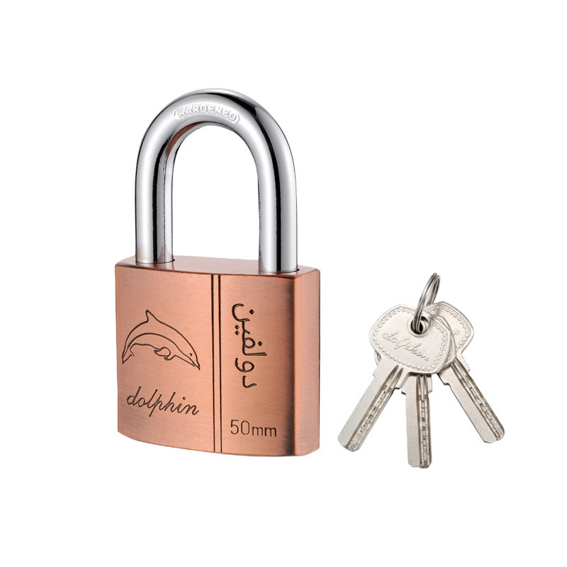 Copper cylinder short shackle anti-theft lock 50mm padlock arc type red padlock brass atomic padlock