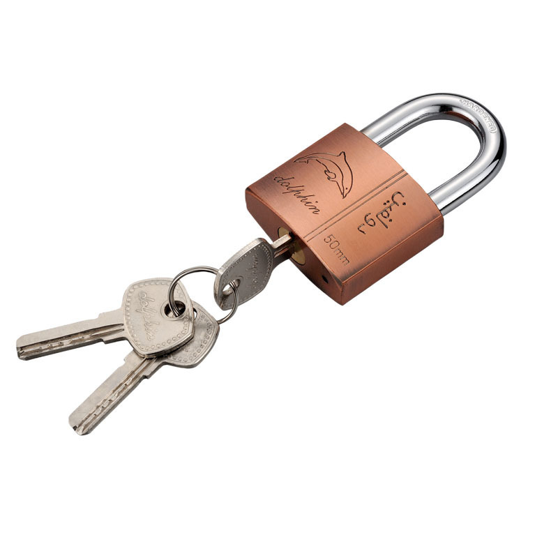 Copper cylinder short shackle anti-theft lock 50mm padlock arc type red padlock brass atomic padlock