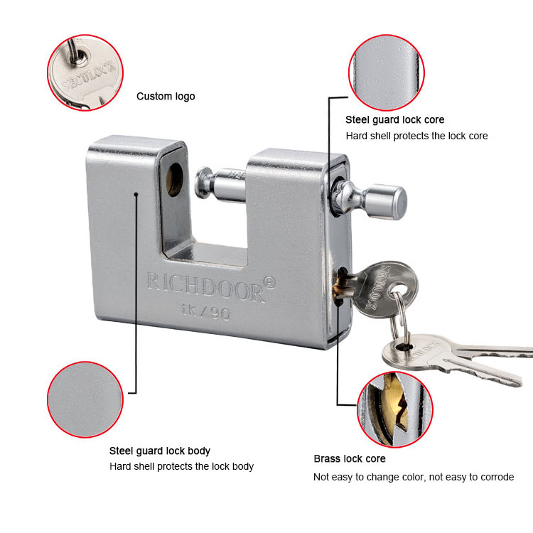 Custom Heavy Duty Multiple Size Lock Waterproof Armored Rectangle Iron Padlock