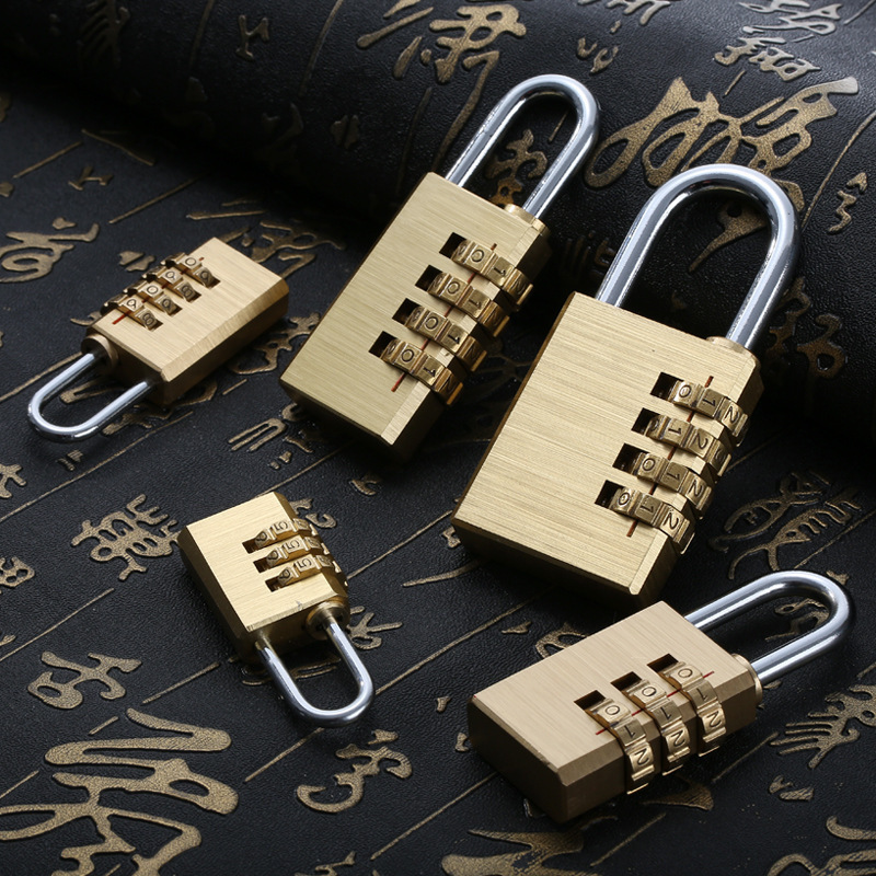 3/4 Digit Combination Padlock Weatherproof Anti Rust Brass Small Combination Locker Padlock