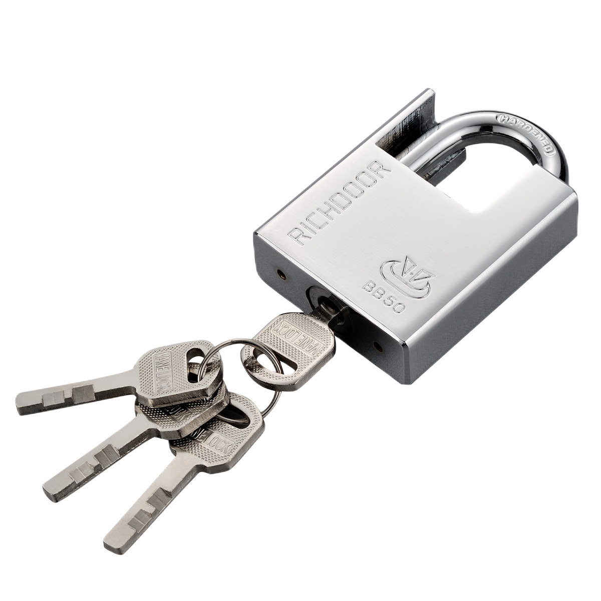 RICHDOOR Anti-Thief Hidden Shackle Padlock Cr-Plated Silver Engravable Shackle Lockout Padlock