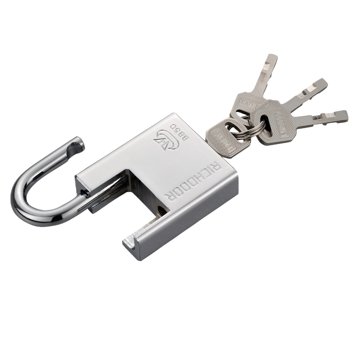 RICHDOOR Anti-Thief Hidden Shackle Padlock Cr-Plated Silver Engravable Shackle Lockout Padlock