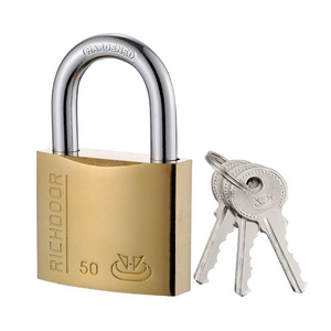 RICHDOOR 25/32/38/50/63/75mm Arc Type Padlock Ti-plated Iron Padlock Mirror Brass With The Same Key