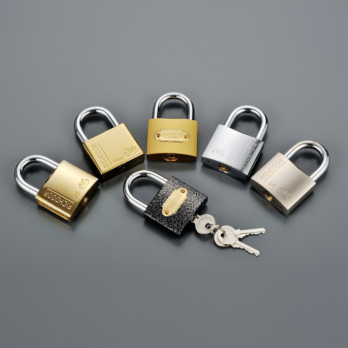 Wholesale In Stock Cheap Bulk Locks Indoor Imitate Brass Arc Type Padlock